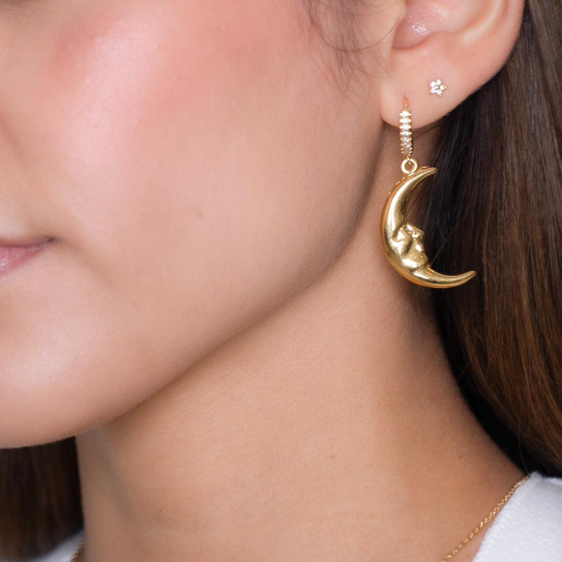 WANING CRESCENT EARRING